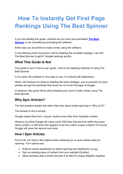 How To Instantly Get First Page Rankings Using The Best Spinner
