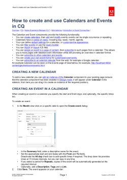 How to create and use Calendars and Events in CQ