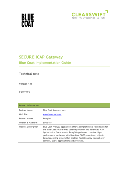 SECURE ICAP Gateway Blue Coat Implementation Guide