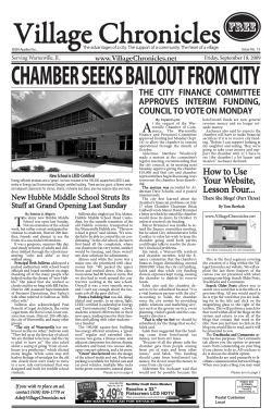 Village Chronicles CHAMBER SEEKS BAILOUT FROM CITY FREE