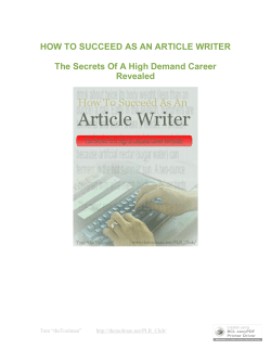 HOW TO SUCCEED AS AN ARTICLE WRITER Revealed Tom “theToolman”