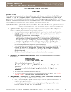 2014 Phlebotomy Program Application  Instructions