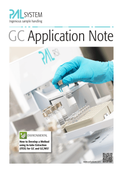 GC Application Note How to Develop a Method using In-tube Extraction