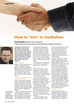 How to &#34;win&#34; in mediation legalwatch David Gwillim