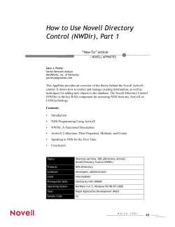 How to Use Novell Directory Control (NWDir), Part 1 “How To” Article