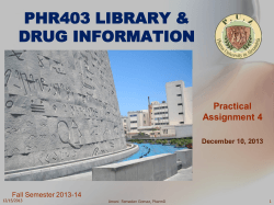 PHR403 LIBRARY &amp; DRUG INFORMATION  Practical