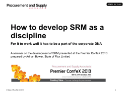 How to develop SRM as a discipline
