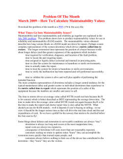 Problem Of The Month March 2009—How To Calculate Maintainability Values