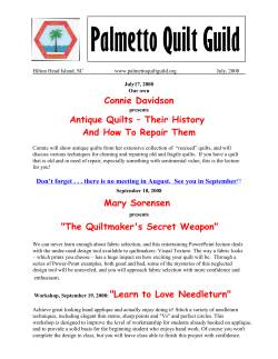 Palmetto Quilt Guild Connie Davidson Antique Quilts – Their History