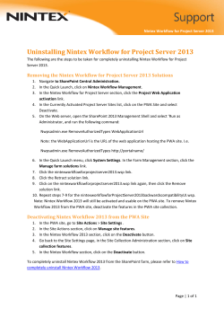 Uninstalling Nintex Workflow for Project Server 2013