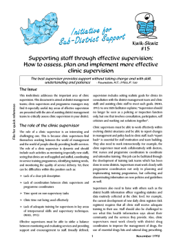 Supporting staff through effective supervision: clinic supervision