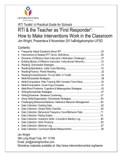 RTI &amp; the Teacher as 'First Responder':
