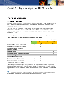 Quest Privilege Manager for UNIX How To Manage Licenses License Options