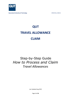 QUT TRAVEL ALLOWANCE CLAIM How to Process and Claim