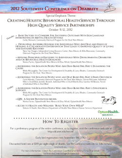 2012 S C D Creating Holistic Behavioral Health Services Through