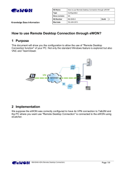 How to use Remote Desktop Connection through eWON? 1 Purpose