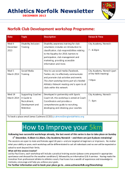 Athletics Norfolk Newsletter  Norfolk Club Development workshop Programme:
