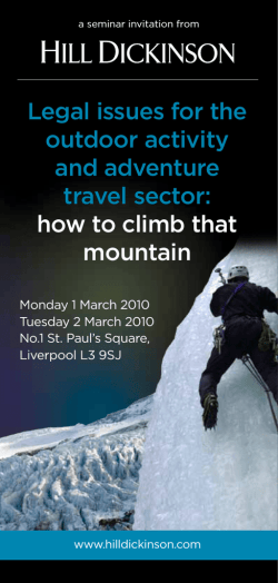 Legal issues for the outdoor activity and adventure travel sector: