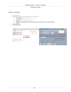 Search a Sample Initiate Sample – “How To” Checklist October 16, 2013  