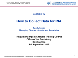 How to Collect Data for RIA Session 12 Office of the Presidency