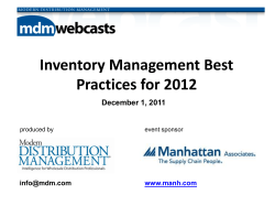 Inventory Management Best Practices for 2012 December 1, 2011