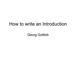 How to write an Introduction Georg Gottlob