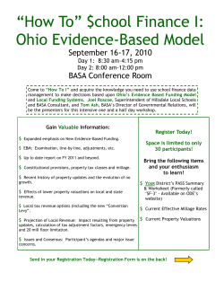 “How To” $chool Finance I: Ohio Evidence-Based Model September 16-17, 2010