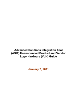 Advanced Solutions Integration Tool (ASIT) Unannounced Product and Vendor