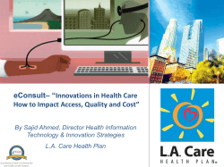 – “Innovations in Health Care eConsult