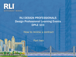 RLI DESIGN PROFESSIONALS Design Professional Learning Events DPLE 103