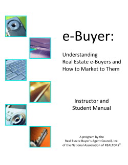 e‐Buyer:   Understanding  Real Estate e‐Buyers and 