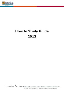 How to Study Guide 2013 Learning Services