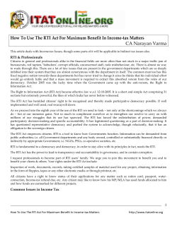 How To Use The RTI Act For Maximum Benefit In... CA Narayan Varma