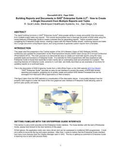 Building Reports and Documents in SAS Enterprise Guide 4.2