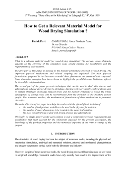 COST Action E 15 ADVANCES IN DRYING OF WOOD (1999-2003) 1