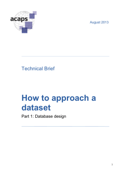 How to approach a dataset  Technical Brief