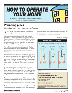 HOW TO OPERATE YOUR HOME K Pounding pipes
