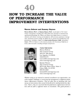 40 HOW TO INCREASE THE VALUE OF PERFORMANCE IMPROVEMENT INTERVENTIONS