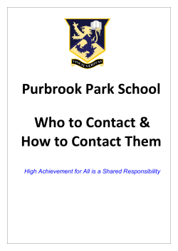 Purbrook Park School Who to Contact &amp; How to Contact Them