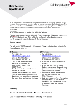 How to use… SportDiscus