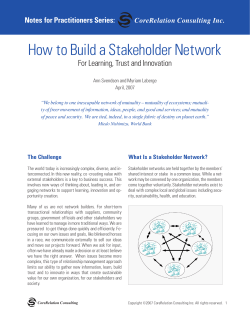 How to Build a Stakeholder Network For Learning, Trust and Innovation