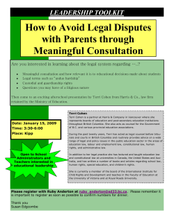 How to Avoid Legal Disputes with Parents through Meaningful Consultation LEADERSHIP TOOLKIT
