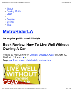MetroRiderLA Book Review: How To Live Well Without Owning A Car About
