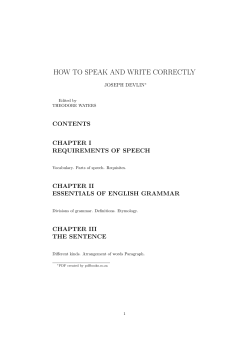 HOW TO SPEAK AND WRITE CORRECTLY CONTENTS CHAPTER I REQUIREMENTS OF SPEECH