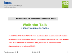 Walk the Talk PRODUITS CHIMIQUES DIVERS  PROGRAMMES DE GESTION DES PRODUITS ISOPA