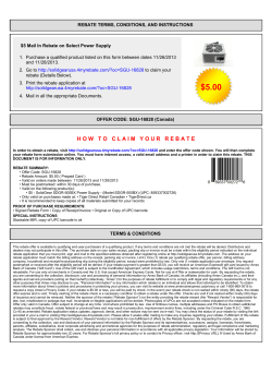 REBATE TERMS, CONDITIONS, AND INSTRUCTIONS and 11/28/2013.