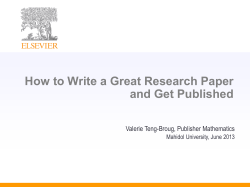 How to Write a Great Research Paper and Get Published