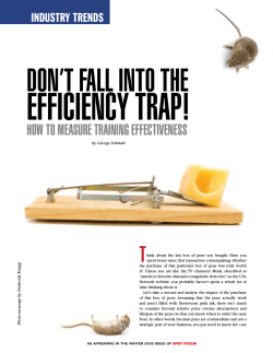 EFFICIENCY TRAP! DON’T FALL INTO THE T HOW TO MEASURE TRAINING EFFECTIVENESS