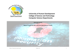 How to generate secure password hash    University of Human Development  College of Science and Technology 