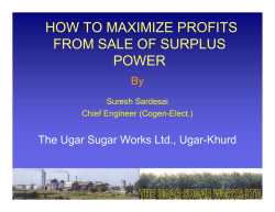 HOW TO MAXIMIZE PROFITS FROM SALE OF SURPLUS POWER By